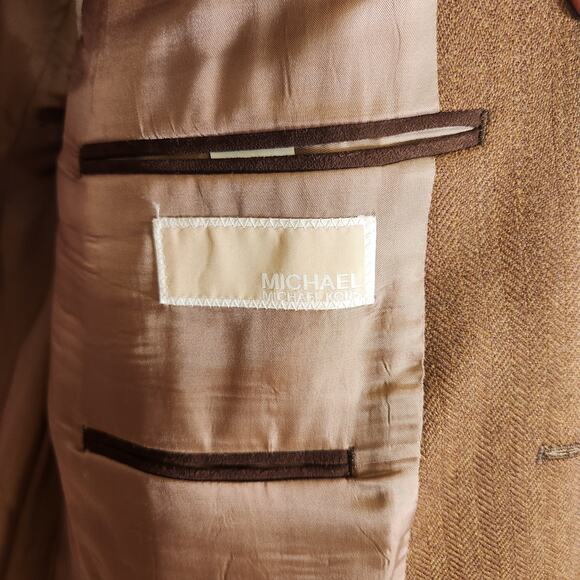 MICHAEL KORS Brown Wool Blazer with Elbow Patches, Size 48L - Picture 9 of 12